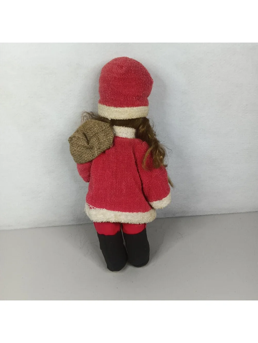 Vintage Kitschy Hand Painted Santa Claus Doll with Brown Beard